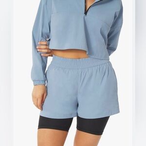 NEW  WEWOREWHAT - SOLID WINDBREAKER BIKER SHORT in Blue